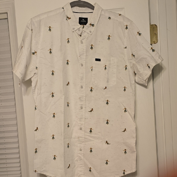 Rip Curl White Shirt with Tropical Print - Picture 1 of 8